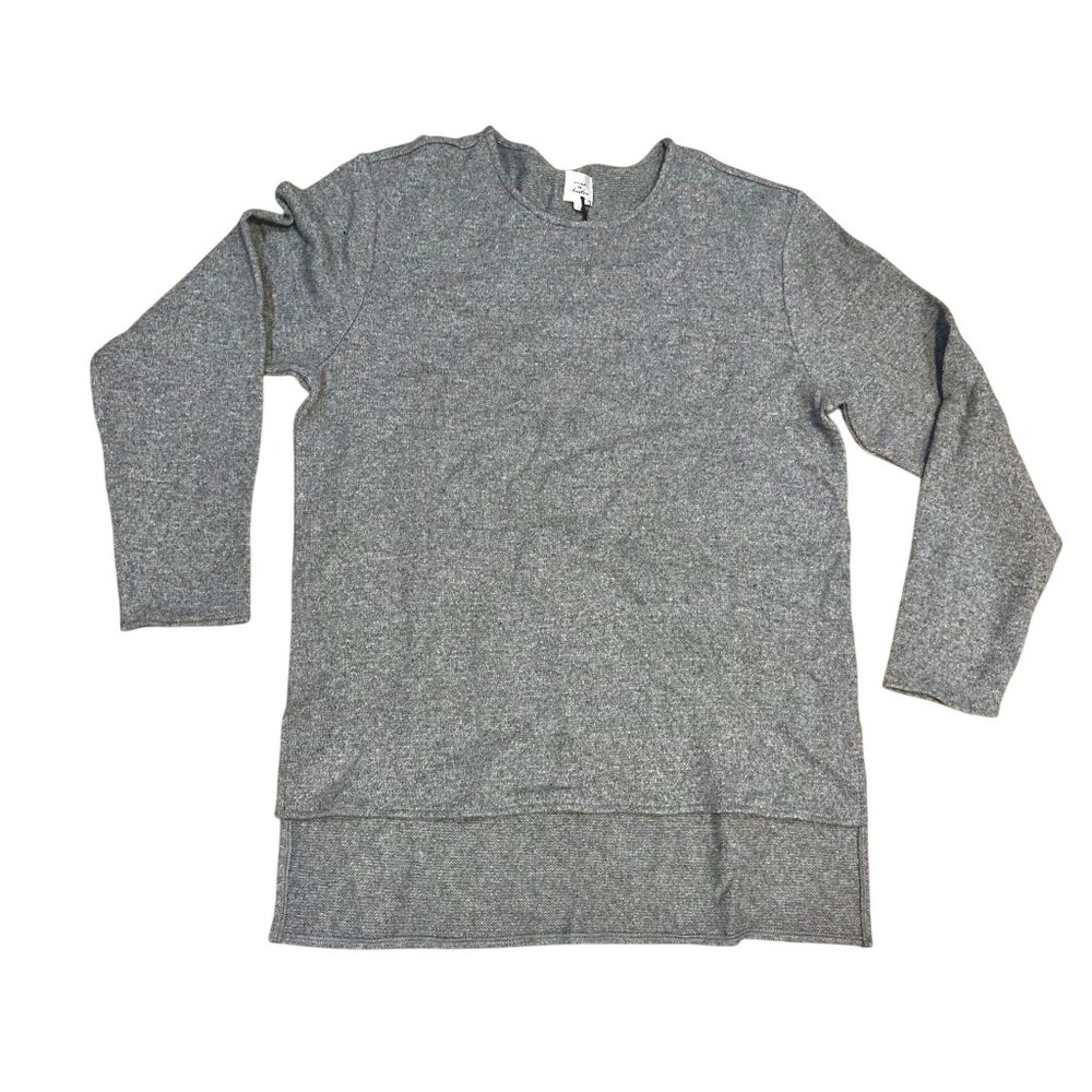 Max N Chester Womens Large Gray Wool Blend Knit Sweater Casual Pullover High Low